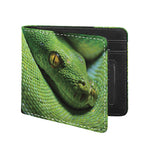 Green Tree Python Snake Print Bifold Wallet