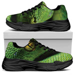 Green Tree Python Snake Print Black Chunky Shoes