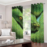 Green Tree Python Snake Print Blackout Grommet Curtains