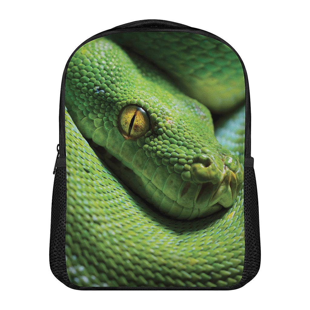 Green Tree Python Snake Print Casual Backpack