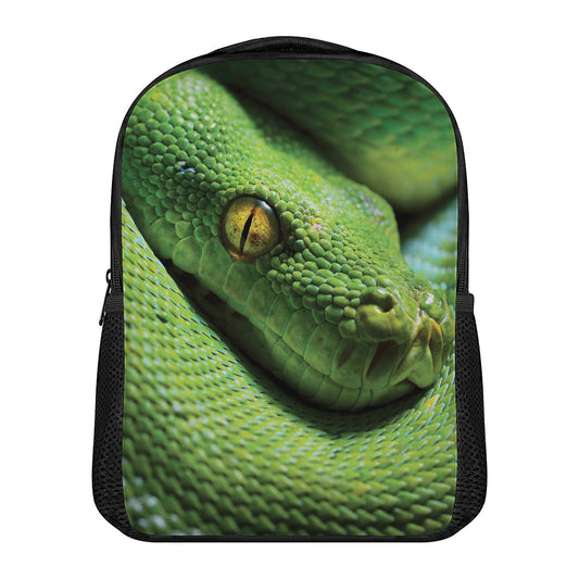 Green Tree Python Snake Print Casual Backpack