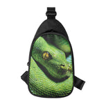 Green Tree Python Snake Print Chest Bag