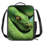 Green Tree Python Snake Print Crossbody Lunch Bag