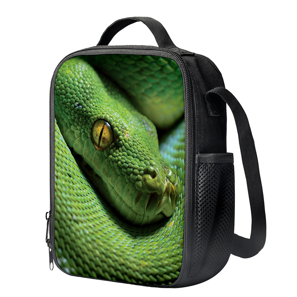 Green Tree Python Snake Print Crossbody Lunch Bag