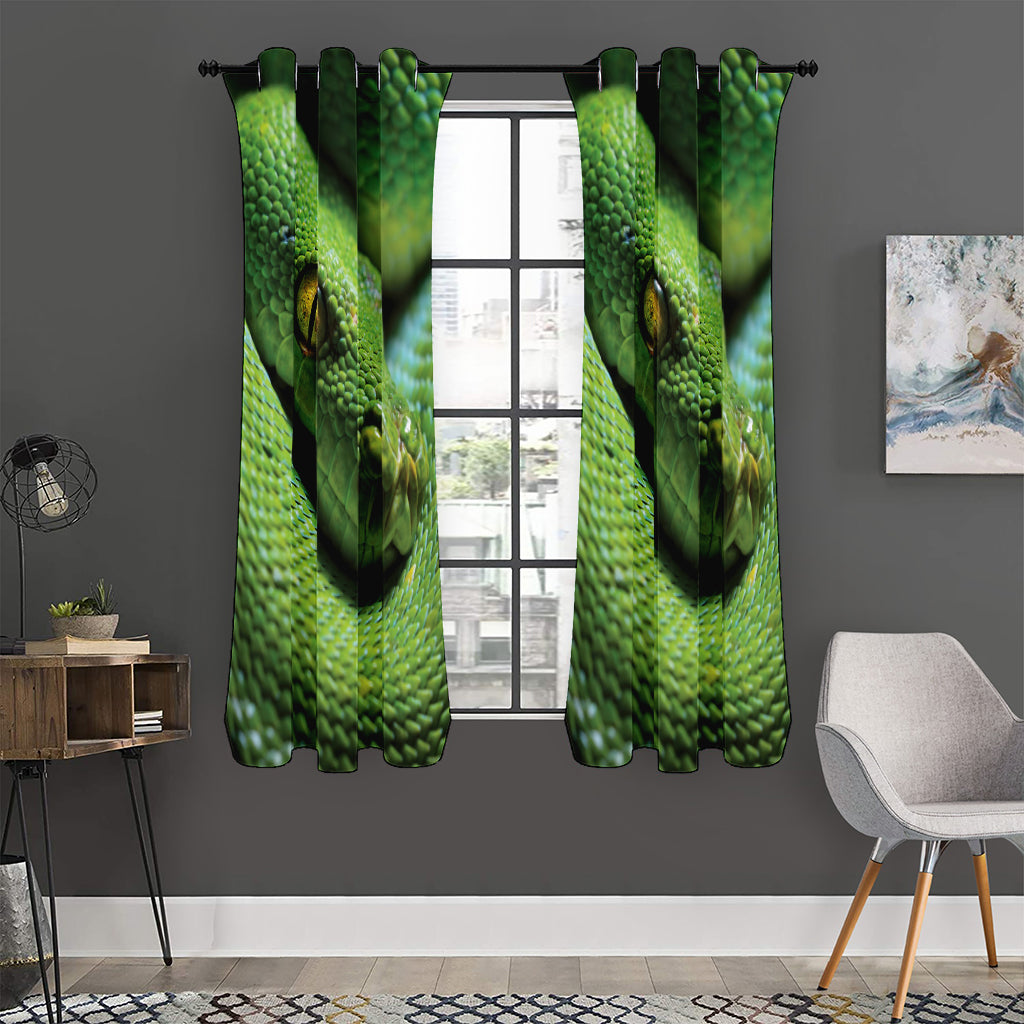Green Tree Python Snake Print Curtain