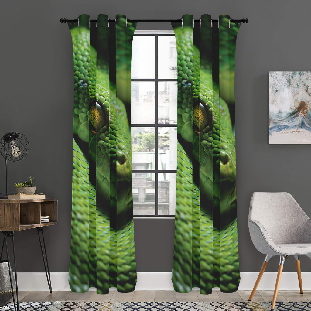 Green Tree Python Snake Print Curtain