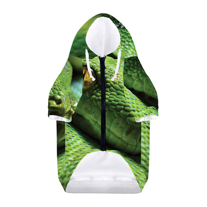 Green Tree Python Snake Print Dog Zip Up Hoodie