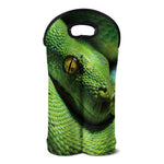 Green Tree Python Snake Print Double Neoprene Wine Tote