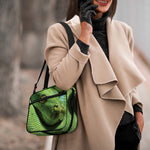 Green Tree Python Snake Print Double Strap Bible Bag