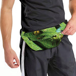Green Tree Python Snake Print Fanny Pack