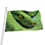 Green Tree Python Snake Print Flag
