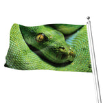 Green Tree Python Snake Print Flag