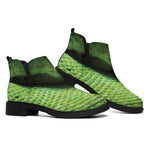 Green Tree Python Snake Print Flat Ankle Boots