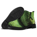 Green Tree Python Snake Print Flat Ankle Boots