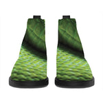Green Tree Python Snake Print Flat Ankle Boots