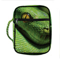 Green Tree Python Snake Print Front Pocket Bible Bag