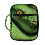 Green Tree Python Snake Print Front Pocket Bible Bag