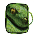 Green Tree Python Snake Print Front Pocket Bible Bag