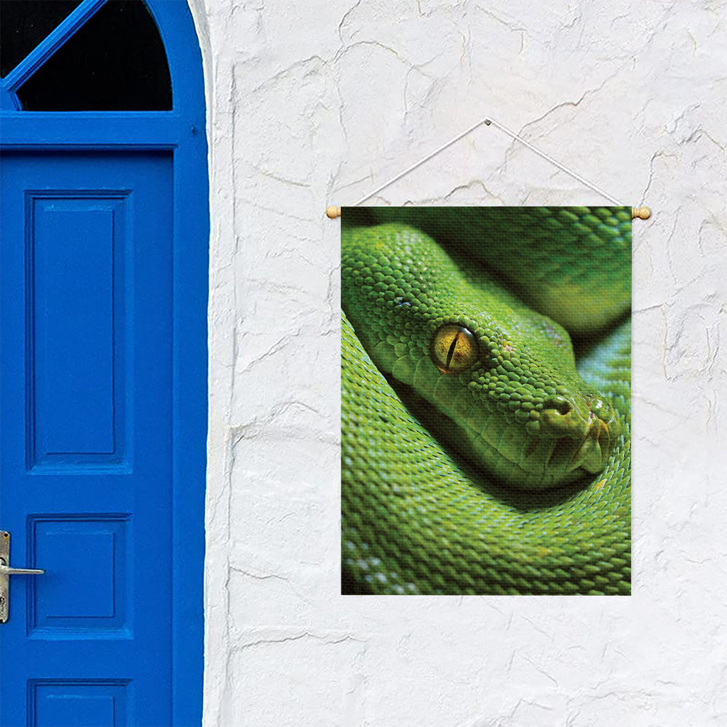 Green Tree Python Snake Print Garden Flag