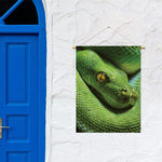 Green Tree Python Snake Print Garden Flag