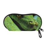 Green Tree Python Snake Print Glasses Case