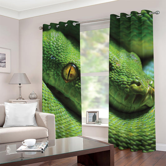 Green Tree Python Snake Print Grommet Curtains
