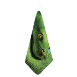 Green Tree Python Snake Print Hand Towel