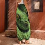 Green Tree Python Snake Print Harem Pants