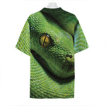 Green Tree Python Snake Print Hawaiian Shirt