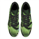 Green Tree Python Snake Print High Top Leather Sneakers