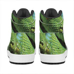 Green Tree Python Snake Print High Top Leather Sneakers