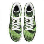 Green Tree Python Snake Print High Top Leather Sneakers