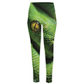 Green Tree Python Snake Print High-Waisted Pocket Leggings