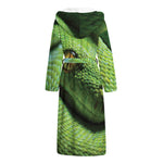 Green Tree Python Snake Print Hooded Bathrobe
