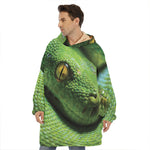Green Tree Python Snake Print Hoodie Blanket