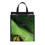 Green Tree Python Snake Print Insulated Lunch Tote