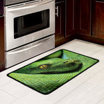 Green Tree Python Snake Print Kitchen Mat