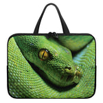 Green Tree Python Snake Print Laptop Sleeve With Handle
