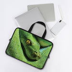 Green Tree Python Snake Print Laptop Sleeve With Handle