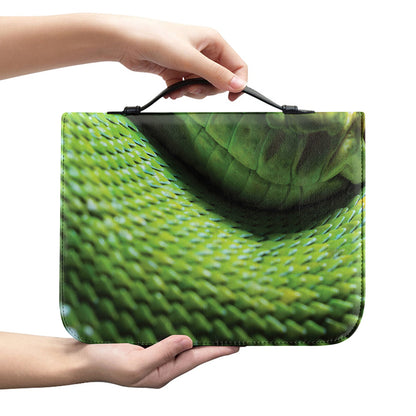 Green Tree Python Snake Print Leather Bible Cover