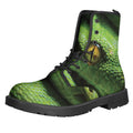 Green Tree Python Snake Print Lace-Up Boots