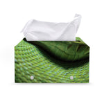Green Tree Python Snake Print Leather Tissue Box Cover