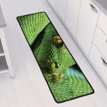 Green Tree Python Snake Print Long Kitchen Mat