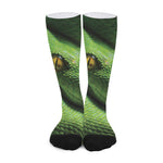 Green Tree Python Snake Print Long Socks