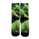 Green Tree Python Snake Print Long Socks