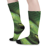 Green Tree Python Snake Print Long Socks