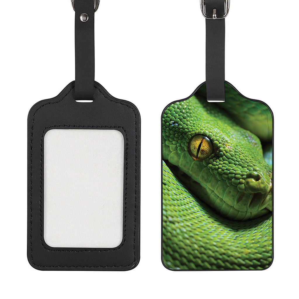 Green Tree Python Snake Print Luggage Tag