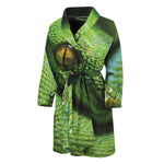 Green Tree Python Snake Print Men's Bathrobe