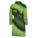 Green Tree Python Snake Print Men's Bathrobe