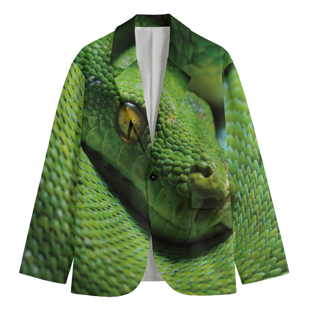 Green Tree Python Snake Print Men's Blazer